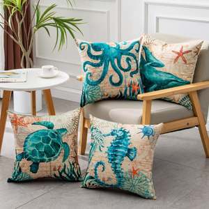 Exotic Throws Cushion Covers Faux Fur Cotton Linen Living Bedroom: Cushion Covers Sea Turtle Printed Throw Pillow Cases For Home Decor Sofa Chair Seat