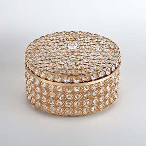 Luxurious Accessories Living Dining Or Bedroom: Portable 20cm Crystal Candy Tray Mini Cosmetics Jewelry Storage Box Fruit Plate Wedding Decor