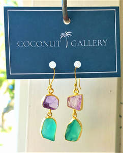 Gemstone Earrings: Purple & Teal