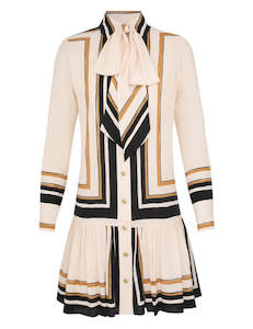 Tie Neck Mini Dress (Stripe)