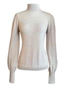 Billow Sleeve High Neck Jumper (Sand)