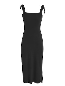 Christmas Occasion Wear: Tropicana Bow Shoulder Dress (Black)