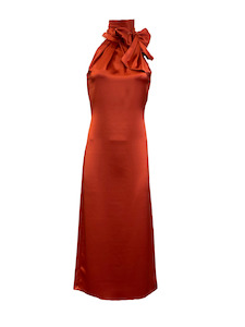 Valentines Day: Bow Halter Dress Midi (Chilli - Limited Edition)