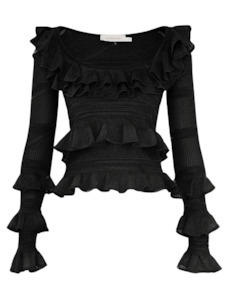 Tops 1: Illuminate Lace Frill Top (Black)
