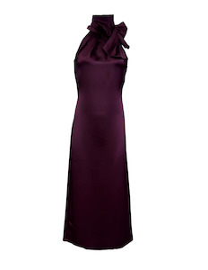 Bow Halter Midi Dress (Mulberry) Limited Edition