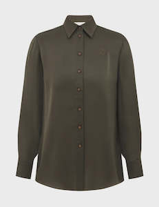 Tops 1: SPECIAL ORDER Hypnotic Satin Shirt (Olive)