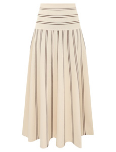 Hypnotic Stripe Midi Skirt (Cream + Tan)