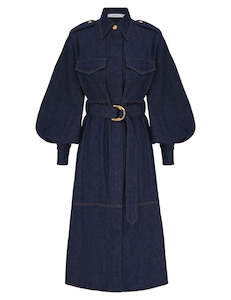 Dresses: Denim Cargo Midi Dress