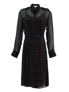 Luckylast Sale: Epaulette Shirt-Dress (Black Check)