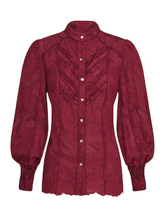 Mos The Label: Edith Lace Blouse (Cherry Laquer)