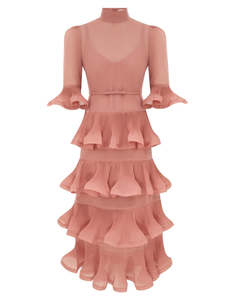 Dresses: SPECIAL ORDER Pleated Sleeved Midi Dress