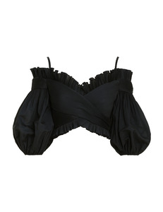 Pleated Off The Shoulder Top (Black)
