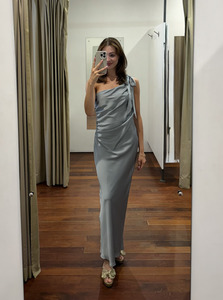 One Shoulder Tie Gown - (Ice)