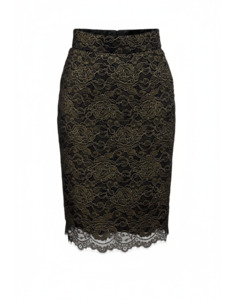 Lace Pencil Skirt (Black & Gold)