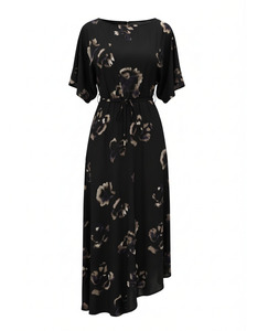 Ellie Flutter Midi Dress (Violet Poppy)