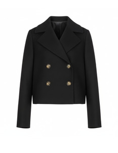 Khloe Cropped Jacket (Black Wool/Cashmere)