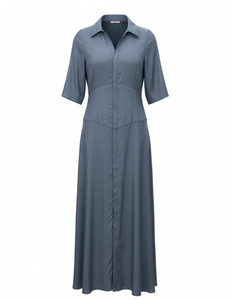 Shirt Dress Full Length - Steel Blue