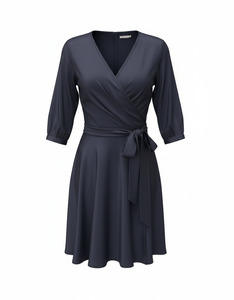 Wrap Mini Dress - Denim Shine