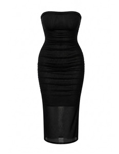 ESSK RUCHED MIDI DRESS (BLACK)