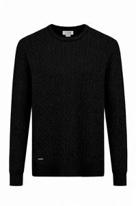 Crew Neck Cable Jumper (Black Texture)