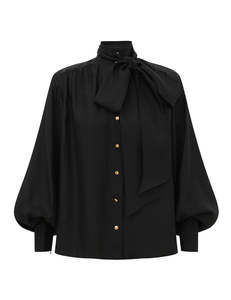 Tie Neck Blouse (Black)