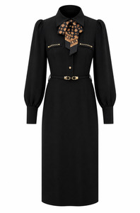Dresses: Utility Midi Dress (Black)