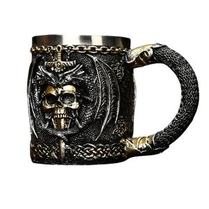 Armored Skull Mug Creepy - Dragon Worrier Black Gold