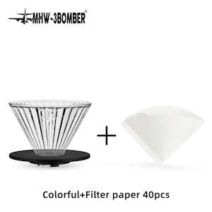 Filters: Glass Coffee Filter Cup and Espresso Filter Paper Set Reusable Cone Pour Over Coffee Dripper Filters