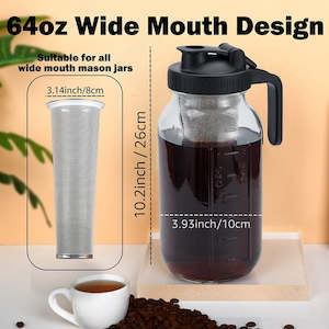 1900ml Cold Brew Iced Coffee Maker Airtight Seal Silicone Handle Coffee Kettle N&hellip;