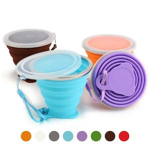 Cups Mugs: ME.FAM New 270ml Outdoor Silicone Folding Water Cup With Lanyard / Lid Retractable Travel Mini