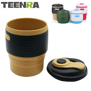 Cups Mugs: TEENRA 1Pcs Silicone Collapsible Coffee Cup Resuable Travel Coffee Cup For Camping Leak Proof Fold