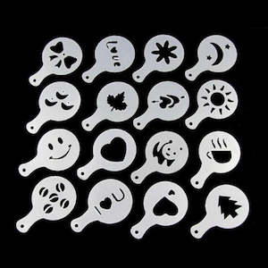 Stencils: 16pcs/set Of Fancy Coffee Printing Flower Mold Latte Coffee Cappuccino Mold Coffee Cake Decoration