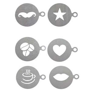 Stencils: 6 pcs/set Stainless Steel Coffee Mold Cappuccino Latte Decorating Tools Milk Cupcake Decoration