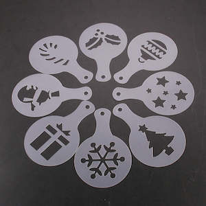 Stencils: 8pcs/set Christmas Valentine's Day Coffee Stencil Cookie Cappuccino Latte Barista Art Mold Cafe