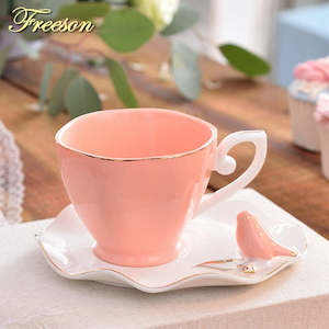Cup Saucer Sets: Elegant Butterfly Bird Bone China Coffee Cup Saucer Spoon Set 220ml British Ceramic Teacup Europe