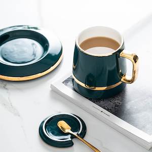 Cup Saucer Sets: INMYLIFE Coffee Cup Set Small European Luxury Creative Gift for Lovers Golden Design Porcelain Tea