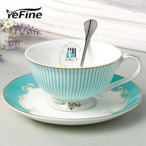 YeFine Ceramic Tea Cup And Saucer Set Designer Bone China Coffee Cup Porcelain A&hellip;