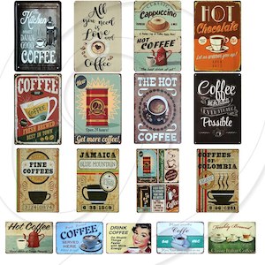 Coffee Chocolate Plates Retro Tin Sign Tavern Cafe Barber Shop Home Kitchen Rest&hellip;