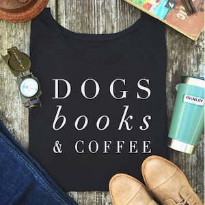 T Shirts: Dogs books & coffee tumblr t shirts Women T-shirt Funny letter printed Summer Streetwear
