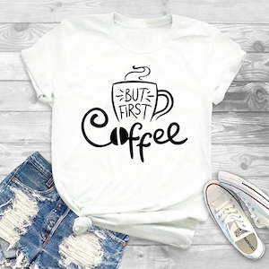 T Shirts: Women Coffee Cup t shirt camisetas mujer Fashion Ladies O-neck Short Sleeve Tops