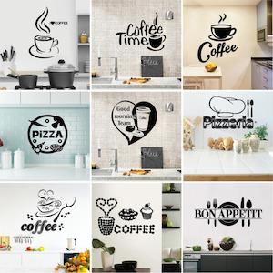 Custom kitchen Wall Stickers For Restaurant Decor pizza Coffee Home Decoration Vinyl