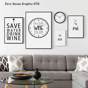 Posters: Time To Drink Coffee Wine A3 Canvas Painting Posters Prints Living Room Dining Room Grally Wall Art