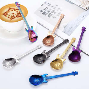 Stainless Steel Guitar Shaped Love Coffee Spoon Teaspoon Children Spoon 7 Colors&hellip;