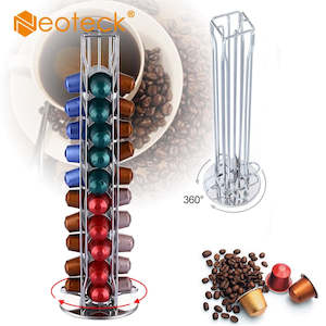Coffeeware Sets: Neoteck 40 Pods Coffee Pod Holder Rotating Coffee Capsules Dispensing Tower Stand Fits Nespresso
