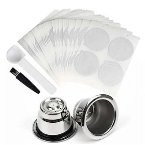 Filters: Reusable Stainless Steel Coffee Pods with Foil Lids | Refillable Capsules for Nespresso Machines