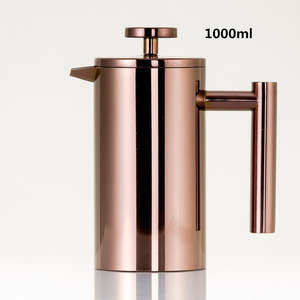 Coffee Pots: Stainless steel 304 Double Wall   Coffee Maker French Press Tea Pot With Filter 1000ml large