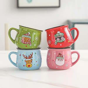 New 4/1PC Kawaii Christmas Mugs Ceramic Cups Santa Claus Elk Figurines Creative &hellip;