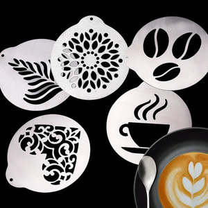 5Pcs Stainless Steel Coffee Wreath Mould Stencils | DIY Cappuccino, Cupcake & Ga&hellip;