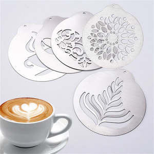 Stencils: Coffee Stencils Set for Latte Art, Cappuccino, and Fancy Foam Designs, Stainless Steel & Plastic
