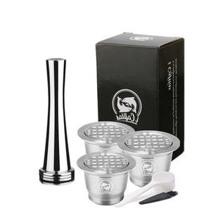 Capsules Pods: Nespresso Stainless Steel Refillable Coffee Capsule New Version Tamper Reusable Coffee